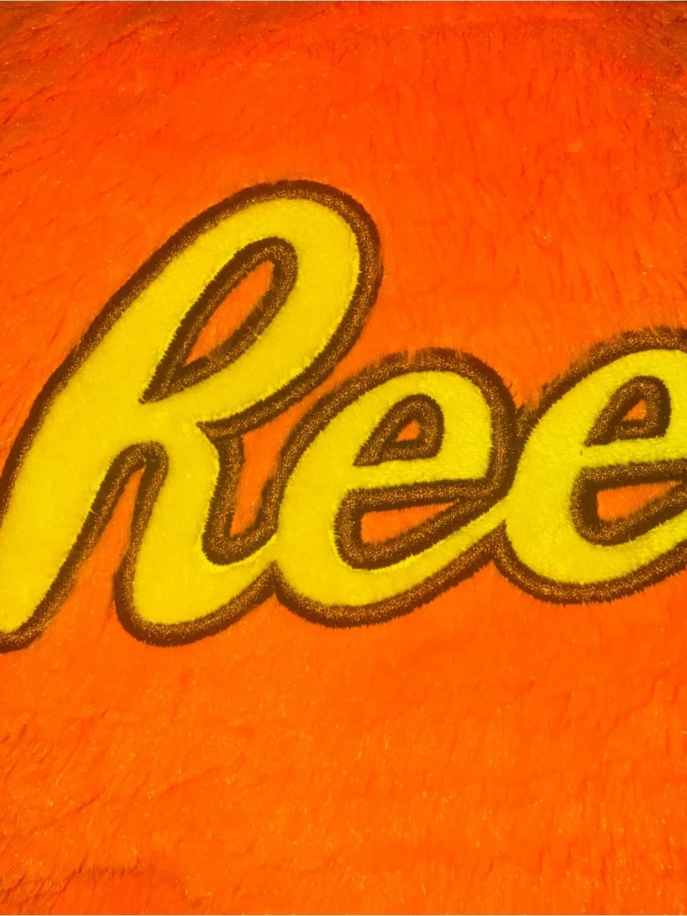 Reese's Orange Round Plush Decorative Pillow Embroidered Logo 100% Polyester